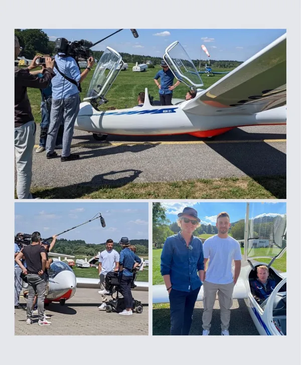 SWR Filmteam in Paterzell - Samuel Koch erlebt lautloses Fliegen in Paterzell (2021 & 2022)